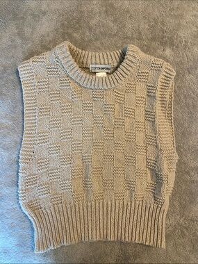 Cotton Emporium Women’s Textured Knit Sweater Top – Cream/Beige – Size M